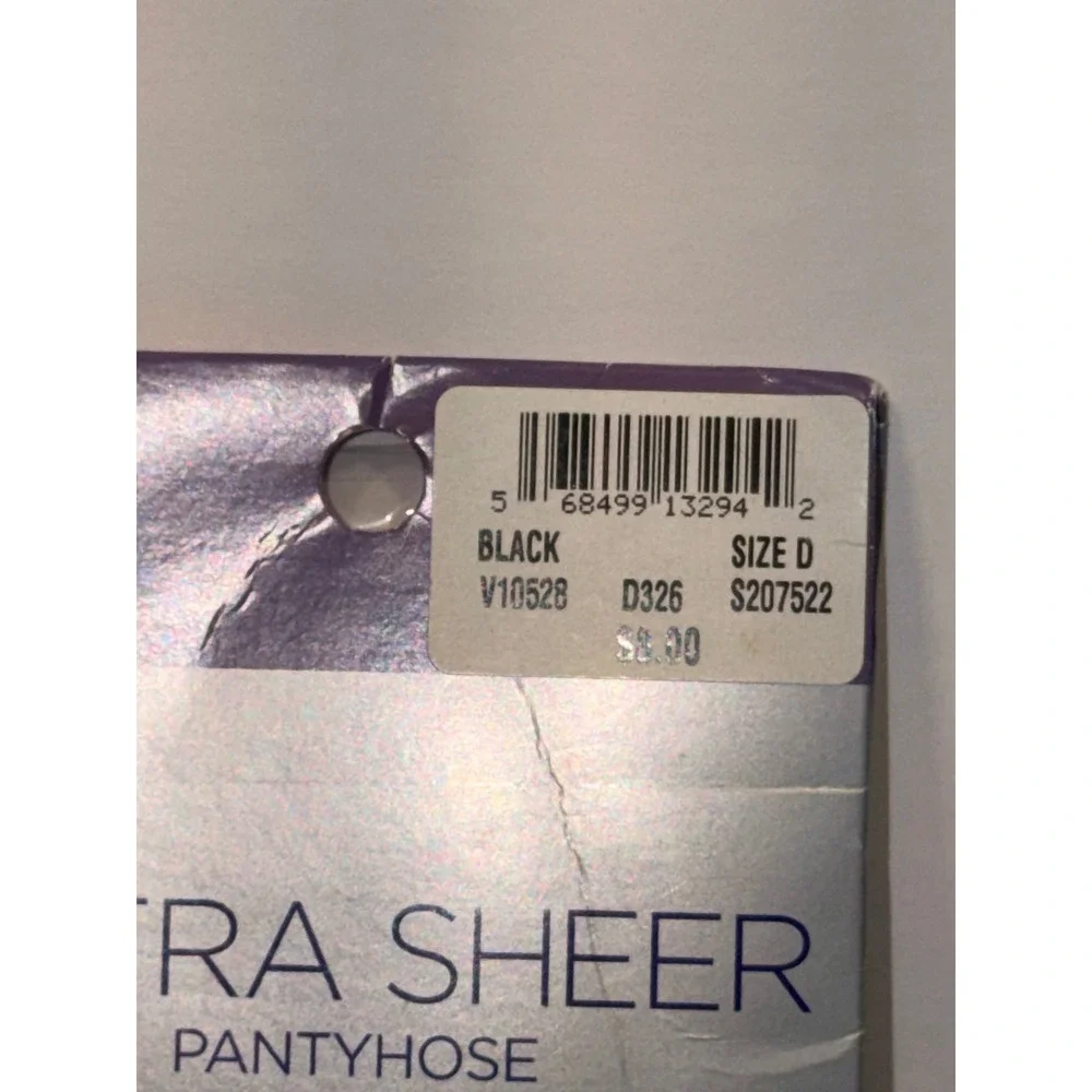 Catherines Ultra Sheer Pantyhose Black Size‎ D Plus Size Sandalfoot V10528 NIP